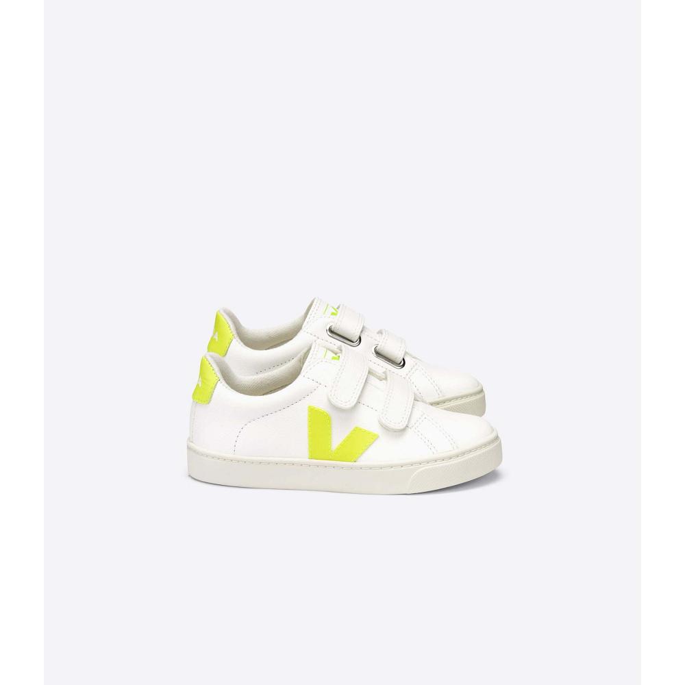 White/Yellow Kids\' Veja ESPLAR CHROMEFREE Sneakers | AU 826LIS